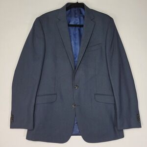 Kenneth Cole Reaction Men's Sport Coat Blazer Two Button Navy Polyester Size 42L